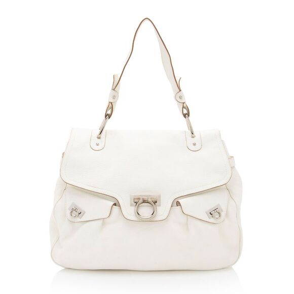 Ferragamo Leather Gancini Double Pocket Shoulder Bag - Picture 1 of 16